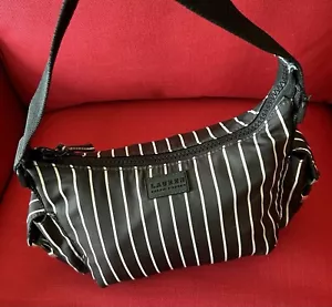 Lauren Ralph Lauren Schultertasche gestreift Freizeit Handtasche schwarz weiß - Bild 1 von 10