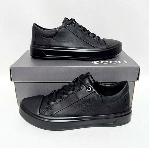 Ecco scarpe in pelle nera UK 4 5 EU 37 piatte comfort lavoro casual donna