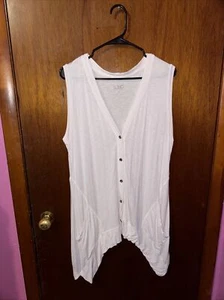 Gilet LOGO Lori Goldstein rosa pallido orlo a cascata linea lunga Lagenlook taglia media - Foto 1 di 8