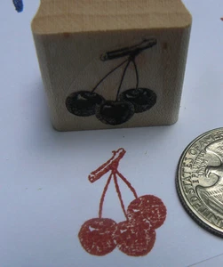 "Estampilla de goma cerezas en miniatura P24 WM 0,7x0,8" - Imagen 1 de 2