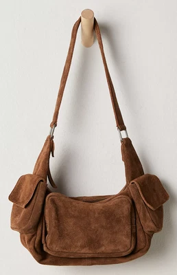 NUEVO BOLSO DE HOMBRO FREE PEOPLE CONCHA DE COCO MARRÓN SIRENA GAMUZA MONEDERO Foto 1 de 4