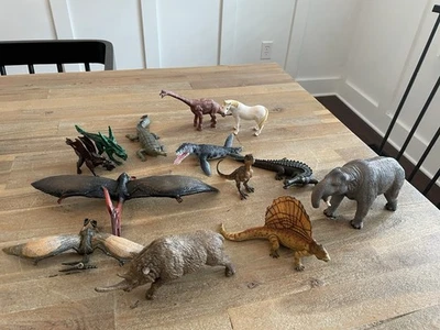 13 Dinosaur Figurine Lot Papo, Mojo Terra by Battat + Woolly Rhino Crocodile ++ - Image 1 of 4