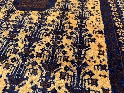 ALFOMBRA ORIENTAL CORREDOR VINTAGE 3x10 ANTIGUA hecha a mano tejida a mano fina azul marino 3x9 Foto 1 de 4