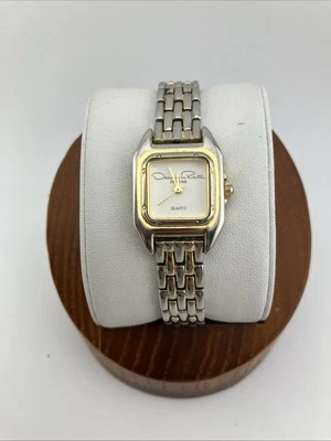 Vtg Oscar De La Renta Parfums Ladies 22mm Watch Silver/Gold Tone 6.50" - RUNS - Image 1 of 4