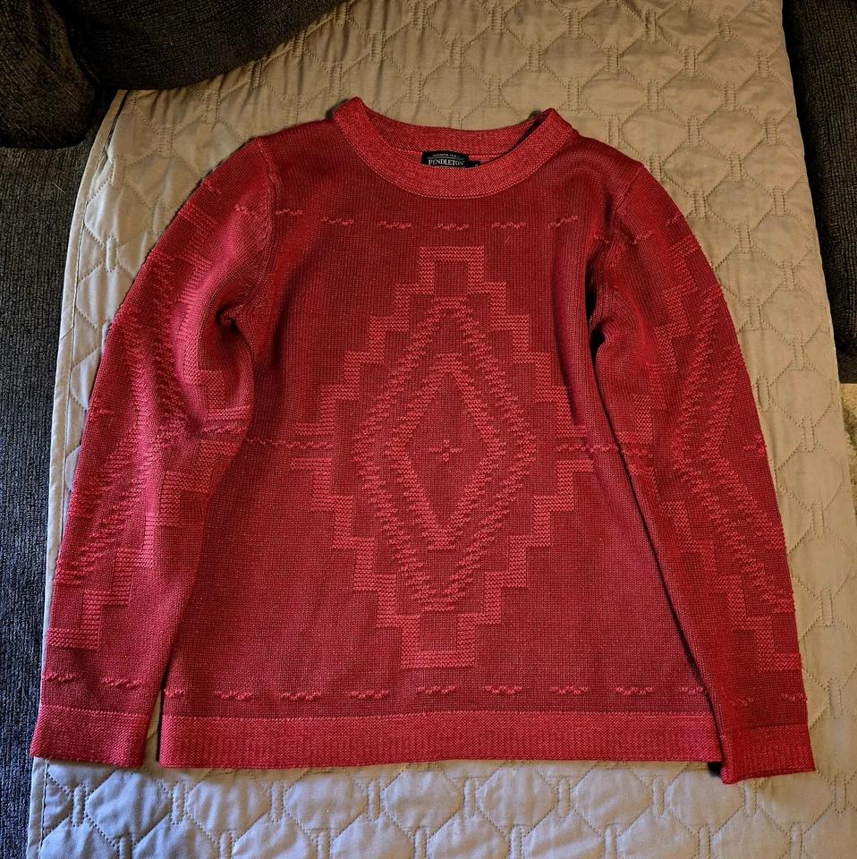 Vintage Pendleton Native Sweater Size Small Aztec Wool Pullover Knit Red - Image 1 of 3