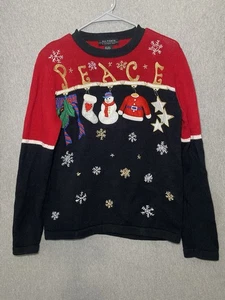Flawed Vintage All Points Ugly Christmas Sweater Womens M Design Snowman - Picture 1 of 16