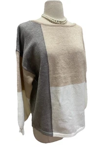 Miracle Fashion Sweater Block Style Tie Back Pullover Top Warm Nwt Size S M - Picture 1 of 5
