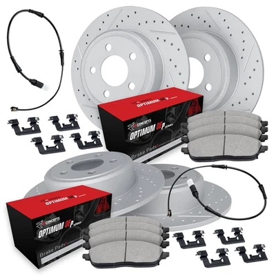 For Jaguar XKR-S 13-15 Drilled & Slotted Front & Rear Brake Kit w Optimum Pads - Image 1 of 2