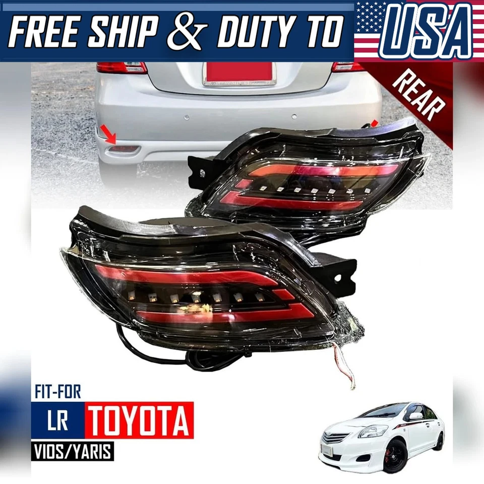 Rear Bumper Reflector Smoke LED Pair For Toyota Vios Yaris Sedan XP90 2007-2012 - Bild 1 von 4