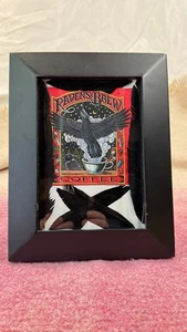 Raven’s Brew Coffee Ray Troll Label Art Shadowbox w/ Feathers 7x9 Framed - Picture 1 of 9