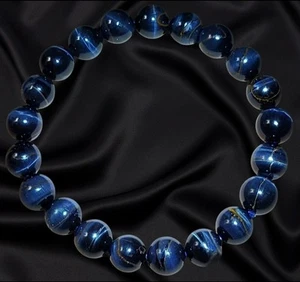 9mm Natural Blue Tiger's Eye Stretch Braclet Tiger Eye Quartz Gemstone Beads - Picture 1 of 2