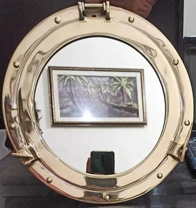 Brass Porthole 12" Mirror Nautical Wall Working Ship Cabin Window Decorative - Picture 1 of 7