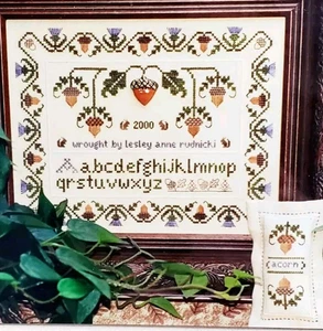 Hillside Samplings A IS FOR ACORN Cross Stitch Chart Sampler and Pincushion - Picture 1 of 3