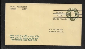 US Precancel Envelope: CA Gerber; Local T1 E 5 29; Used (Gospel Auditorium) - Picture 1 of 1