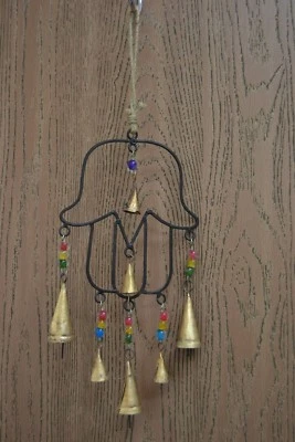 CAMPANAS DE METAL DE HIERRO OXIDADO HECHAS A MANO CARILLÓN DE VIENTO PATIO DE JARDÍN #F-1103 Foto 1 de 4