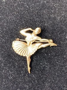 Vintage Gold Tone Rhinestone Ballerina Pin Brooch - Picture 1 of 8