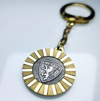 HR AUTOCOMFORT Original 1958 Schlüsselanhänger PEUGEOT Anhänger Metall Diamantschliff Lüfterrad