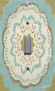 Light Switch Plate & Outlet Covers ITALIAN TILE PATTERN ~ RUSTIC BEIGE & BLUE 4 - Picture 1 of 26