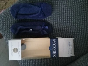 Isotoner Women's Terry Ballet Slippers Comfort NEW Navy Isoflex Insoles SM 5-6 - Picture 1 of 1