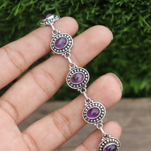 VALENTINO Bracciale donna ametista naturale argento sterling 925 fatto a mano gioielli MR#641