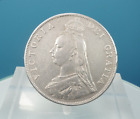 1890 Great Britain 925 Silver Double Florin Queen Victoria Jubilee Coin Antique