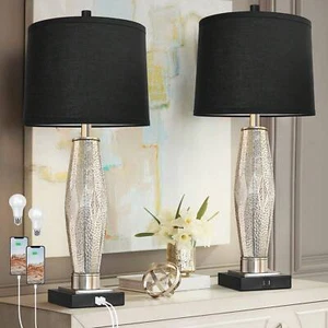 QiMH Table Lamps Set Of 2, Bedroom Lamp With USB Charging Ports-Lightning Deals - Picture 1 of 13