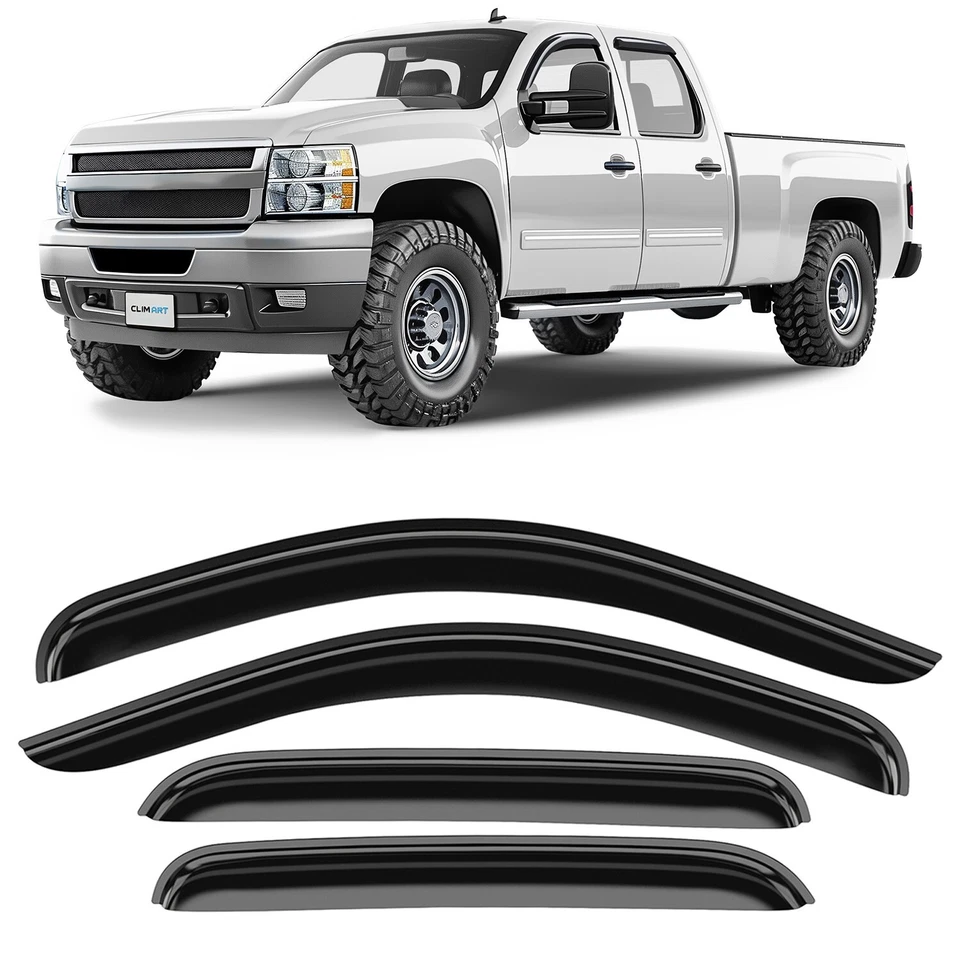 Sun Rain Visors Wind Rain Guards for 07-14 Chevy Silverado 2500/3500 Crew Cab - Image 1 of 4