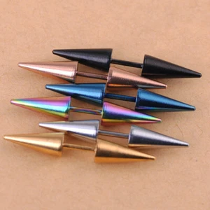 Punk Hiphop Earrings Rock Rivet Spike Stainless Steel Studs Earrings Mens Womens - Picture 1 of 15