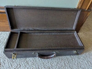 VTG MAH JONGG MAHJONG BROWN FAUX ALLIGATOR CASE BOX ONLY + TILE HOLDER - Picture 1 of 12