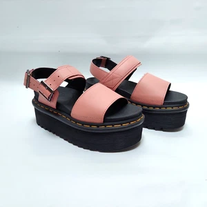 Dr. Martens Voss Quad Platform Sandal Size 7 Buckle Straps Pink Chucky Open Toe - Picture 1 of 11