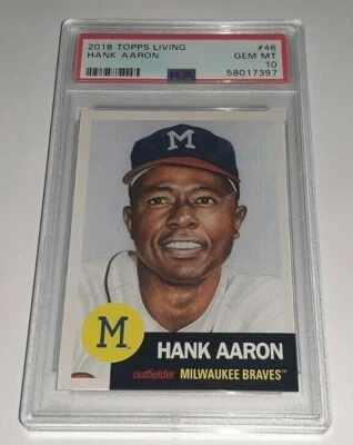 2018 Topps Living #46 Hank Aaron Card Graded PSA 10 Gem Mint Braves SP PR 11,233 - Image 1 of 2