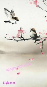 TRANSFERENCIA DE MUEBLES FROTAR, TOBOGÁN ACUÁTICO, PEGATINA DE VINILO. PINK SAKURA BLOSSOM BIRDS♡ - Imagen 1 de 13