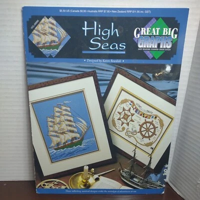 Great Big Graph Cross Stitch Pattern Book High Seas Clipper Ship & Nautical Art - Image 1 of 4