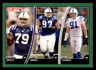 2007 Topps Total Josh Thomas / Corey Simon / Raheem Brock    #129 Colts - Image 1 of 2