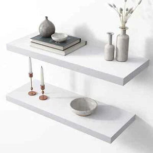 Floating Wall Shelves Bookcase Decorative Hanging Shelf Storage Unit White 60CM - Picture 1 of 24