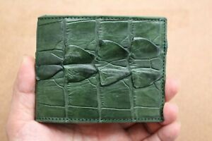 Genuine CROCODILE, ALLIGATOR Skin Leather Money Clip Wallet for Men Green #N12