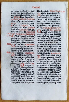 Post Incunable Leaf Brevarium Pataviensis Small Woodcut (511) - 1508 - Изображение 1 из 2