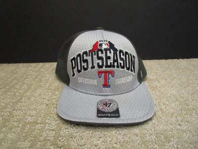 Texas Rangers Cap Hat Snap Back Men Gray Black Postseason Division Champions ‘47 - Image 1 of 4