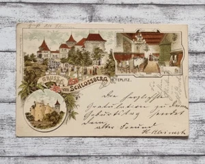 AK Gruss Schlossberg Teplitz Böhmen Teplice Gastronomie Ausflug Ansichtskarte - Picture 1 of 2