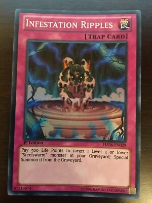 Infestation Ripples HA06-EN029 YuGiOh! SUPER RARE Hidden Arsenal 6 1st Ed NM x1 - Image 1 of 2