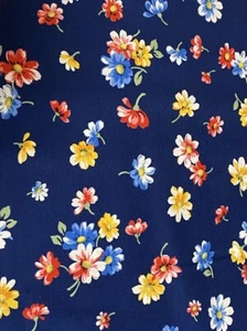 Pretty Strawberry Jam Flowers on Blue cotton Fabric per yd sew / quilting - Picture 1 of 3