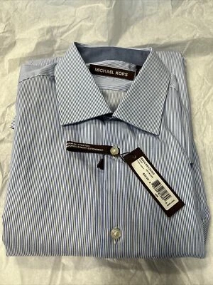 NUEVO CON ETIQUETAS Camisa de Vestir Michael Kors Azul/Blanco Rayas Niños Grandes Talla 20 Foto 1 de 4