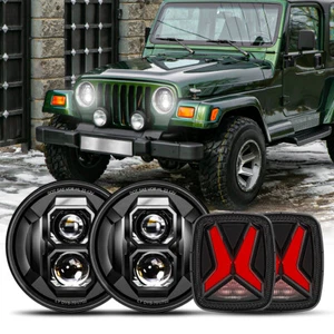 Lámpara de parada de faros LED 130W 7" 1997-2006 para Jeep Wrangler TJ conjuntos más nuevos - Imagen 1 de 18