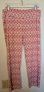 Pantalone Lulu B corallo bianco maglia liscia pull on grande tempo libero palestra casual elasticizzato - Foto 1 di 3