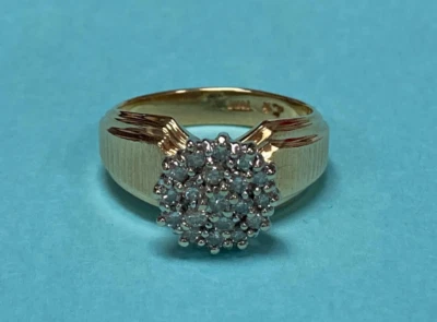 Ladies Genuine 19 Round Diamonds  Cluster Ring ~ 10K Yellow/White Gold - Image 1 of 4