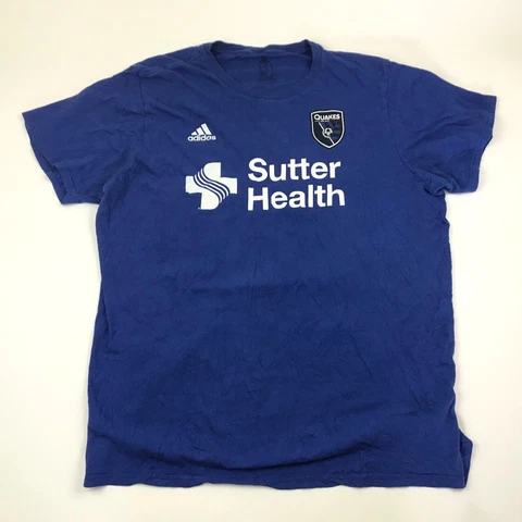 San Jose Earthquakes Shirt Size Extra Large XL Blue Tee Adidas Soccer Adult MLS Cover