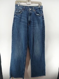Zara Jeans Mujer Talla 27 Tiro Alto Denim Pierna Ancha Largo Completo Personalizado Estético - Imagen 1 de 10