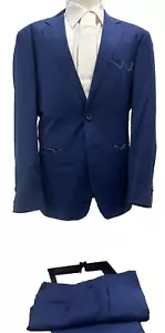Traje Hombre Azul Fresco Lana Talla 46 48 50 52 54 56 58 60 Made IN Italy Verano - Imagen 1 de 16