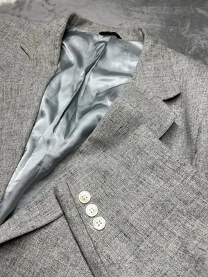 Blazer Jordache Vintage Para Hombre 46L Abrigo Deportivo Gris Crema Mezcla Lino Años 90 2 Botones Foto 1 de 4