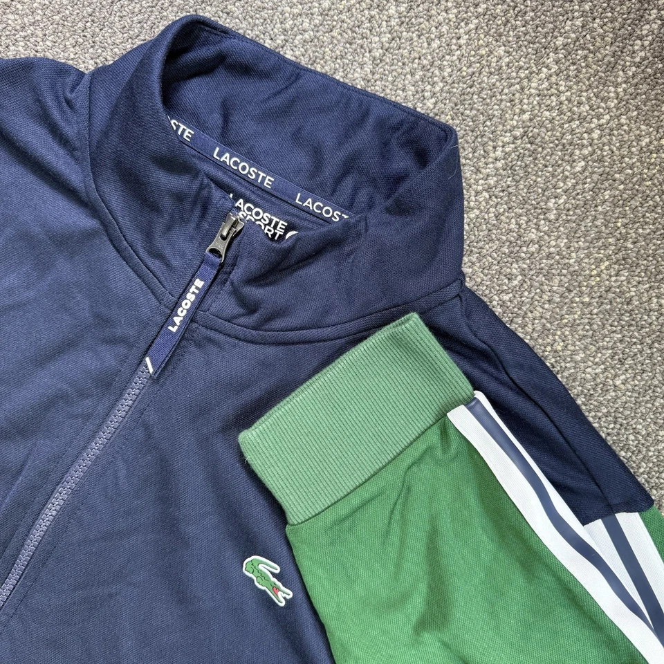 Lacoste Sport Men's Track Jacket 4XL Navy Green Stripe Rubber Croc Color Block - Image 1 of 4